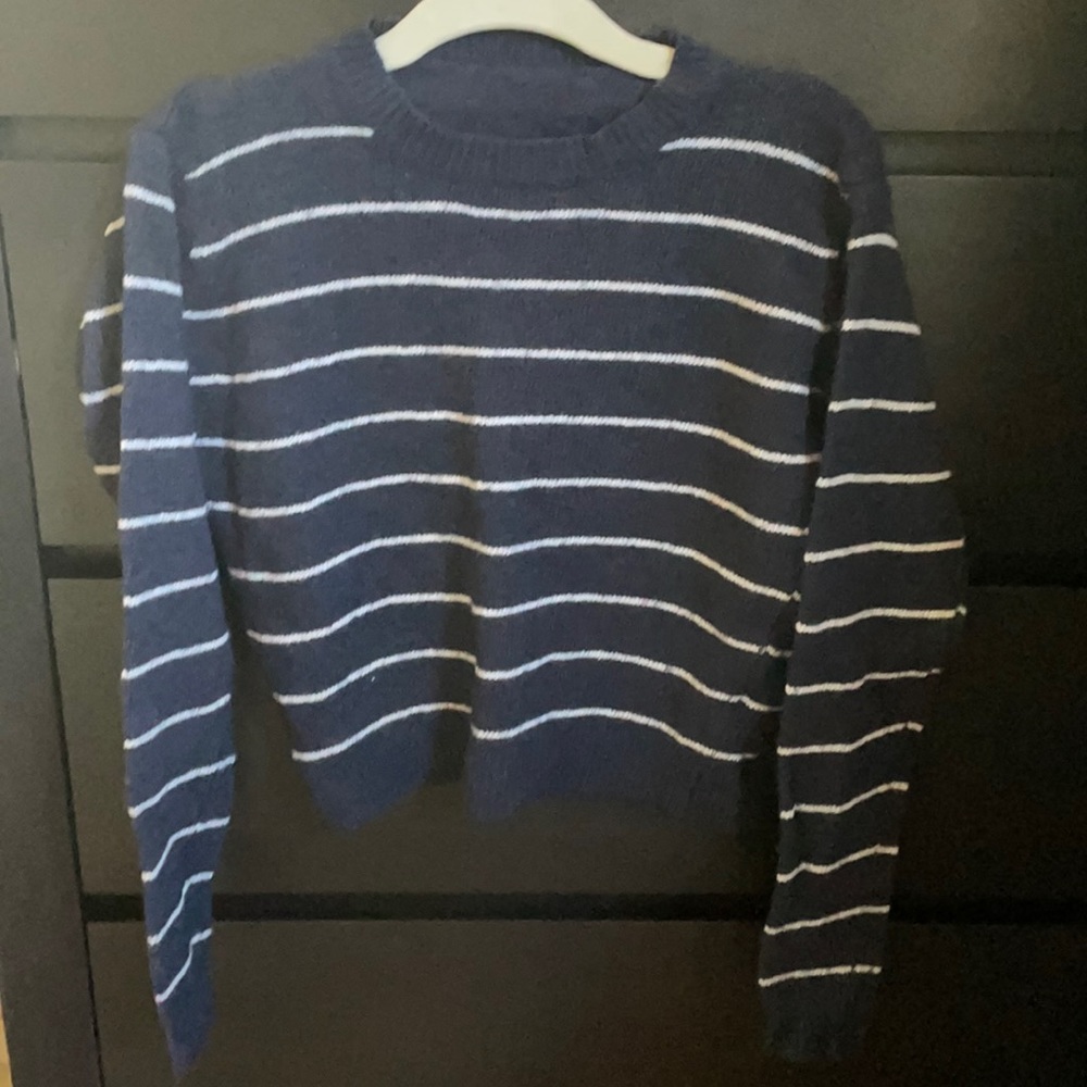 Brandy Melville wool sweater navy w/white stripes